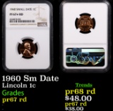 Proof NGC 1960 Sm Date Lincoln Cent 1c Graded pr67 rd By NGC