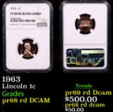 Proof NGC 1963 Lincoln Cent 1c Graded pr68 rd DCAM By NGC