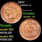 1907 Indian Cent 1c Grades Choice+ Unc RD