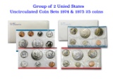Group of 2 United States Mint Set in Original Government Packaging! From 1974-1975 with 25 Coins Ins