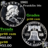Proof 1961 Franklin Half Dollar 50c Grades GEM+ Proof Cameo