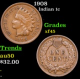 1908 Indian Cent 1c Grades xf+