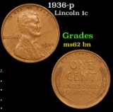 1936-p Lincoln Cent 1c Grades Select Unc BN