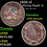 1858 sl Flying Eagle Cent 1c Grades VF Details