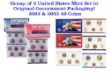 Group of 2 United States Mint Set in Original Government Packaging! From 2002-2003 with 40 Coins Ins