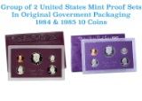 Group of 2 United States Mint Proof Sets 1984-1985 10 coins