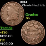 1834 Classic Head half cent 1/2c Grades f+