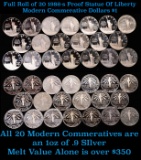 ***Auction Highlight*** Full Roll Silver Proof 1986-s Statue Of Liberty Commemorative Dollars. 20 Co