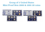 Group of 2 United States Mint Proof Sets 2000-2001 20 coins.