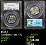 Proof PCGS 1953 Washington Quarter 25c Graded pr67 By PCGS