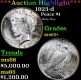 ***Auction Highlight*** 1923-d Peace Dollar $1 Grades GEM+ Unc (fc)