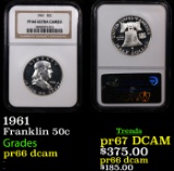 Proof NGC 1961 Franklin Half Dollar 50c Graded pr66 dcam By NGC