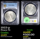 PCGS 1923-p Peace Dollar $1 Graded ms65 By PCGS