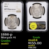 NGC 1886-p Morgan Dollar $1 Graded ms63 BY NGC