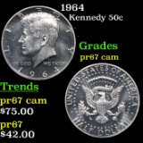 Proof 1964 Kennedy Half Dollar 50c Grades GEM++ Proof Cameo