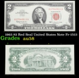 1963 $2 Red Seal United States Note Fr-1513 Grades Choice AU/BU Slider