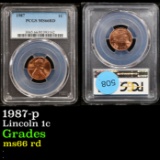 PCGS 1987-p Lincoln Cent 1c Graded ms66 rd By PCGS