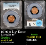 PCGS 1970-s Lg Date Lincoln Cent 1c Graded ms65 rd By PCGS