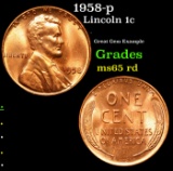 1958-p Lincoln Cent 1c Grades GEM Unc RD