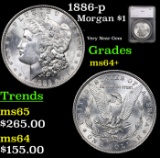 1886-p Morgan Dollar $1 Graded ms64+ By SEGS