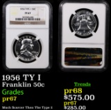 Proof NGC 1956 TY I Franklin Half Dollar 50c Graded pr67 By NGC