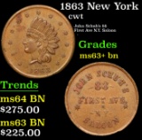 1863 New York Civil War Token 1c Grades Select+ Unc BN