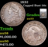 1832 Capped Bust Half Dollar 50c Graded au53 BY SEGS