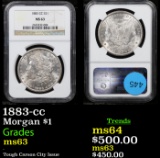 NGC 1883-cc Morgan Dollar $1 Graded ms63 By NGC