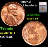 1957-d Lincoln Cent 1c Graded ms67 rd By SEGS