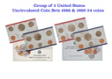 Group of 2 United States Mint Set in Original Government Packaging! From 1988-1989 with 20 Coins Ins