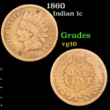 1860 Indian Cent 1c Grades vg+