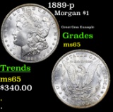 1889-p Morgan Dollar $1 Grades GEM Unc