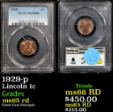 PCGS 1929-p Lincoln Cent 1c Graded ms65 rd By PCGS