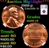 ***Auction Highlight*** NGC 1966-p Lincoln Cent 1c Graded ms66 rd By NGC (fc)