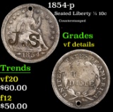 1854-p Seated Liberty Half Dime 1/2 10c Grades vf details