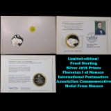 Limited edition! Proof Sterling Silver 1978 Prince Florestan I of Monaco International Postmasters A