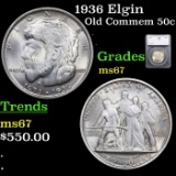 1936 Elgin Old Commem Half Dollar 50c Graded ms67 By SEGS