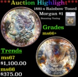 ***Auction Highlight*** 1881-s Morgan Dollar Rainbow Toned $1 Graded ms66+ By SEGS (fc)