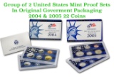 Group of 2 United States Mint Proof Sets 2004-2005 22 coins.