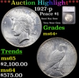 ***Auction Highlight*** 1927-p Peace Dollar $1 Graded ms64+ By SEGS (fc)