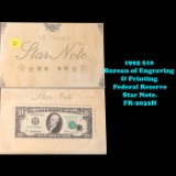 1995 $10 Bureau of Engraving & Printing Federal Reserve Star Note. FR-2032H*