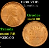 1909 VDB Lincoln Cent 1c Grades GEM+ Unc RB