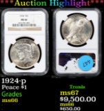 ***Auction Highlight*** NGC 1924-p Peace Dollar $1 Graded ms66 By NGC (fc)