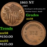 1863 NY Civil War Token 1c Grades Choice AU/BU Slider