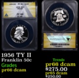 Proof ANACS 1956 TY II Franklin Half Dollar 50c Graded pr66 dcam By ANACS