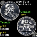 Proof 1956 Ty 2 Franklin Half Dollar 50c Grades GEM+ Proof