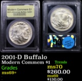 2001-D Buffalo Modern Commem Dollar $1 Graded ms69+ By USCG