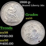 1866-p Seated Half Dollar 50c Grades Select AU