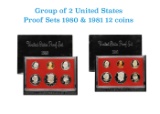 Group of 2 United States Mint Proof Sets 1980-1981 12 coins