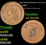 1863 Knickerbocker Currency Civil War Token 1c Grades AU Details